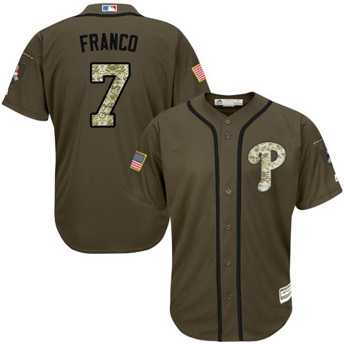 Phillies #7 Maikel Franco Green Salute to Service Stitched MLB Jersey - Click Image to Close